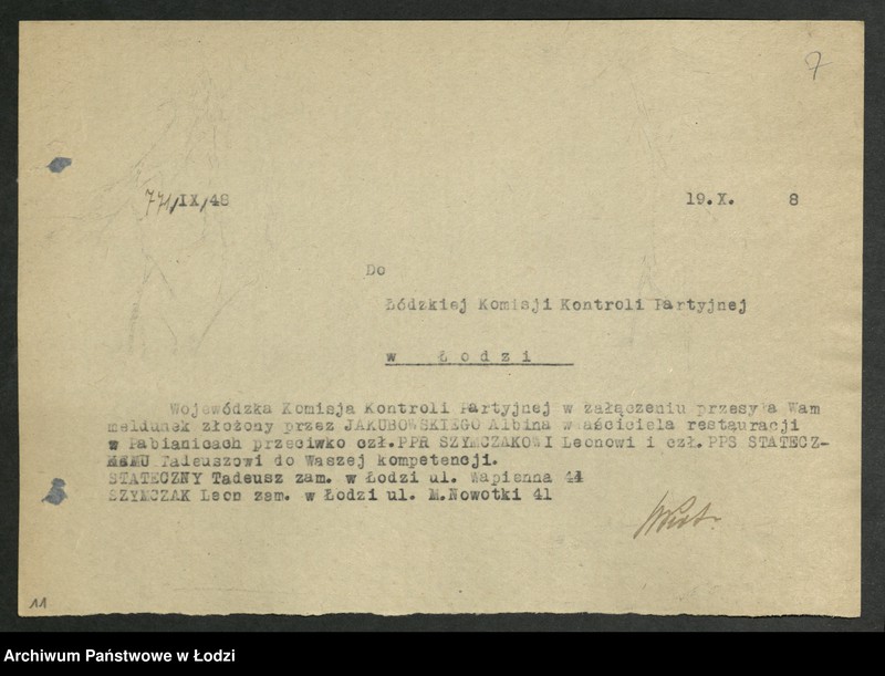 Obraz 8 z jednostki "Korespondencja z komitetami powiatowymi i miejskimi od P do Z"