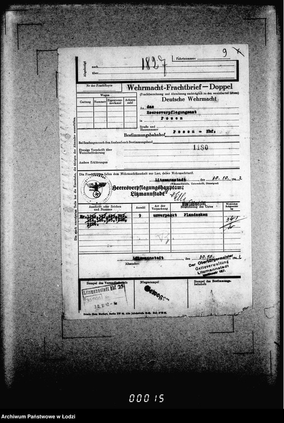 Obraz 14 z jednostki "Frachtbriefe doppel einige Ausgang vom 1301-1825a. [Wtórniki listów przewozowych]"