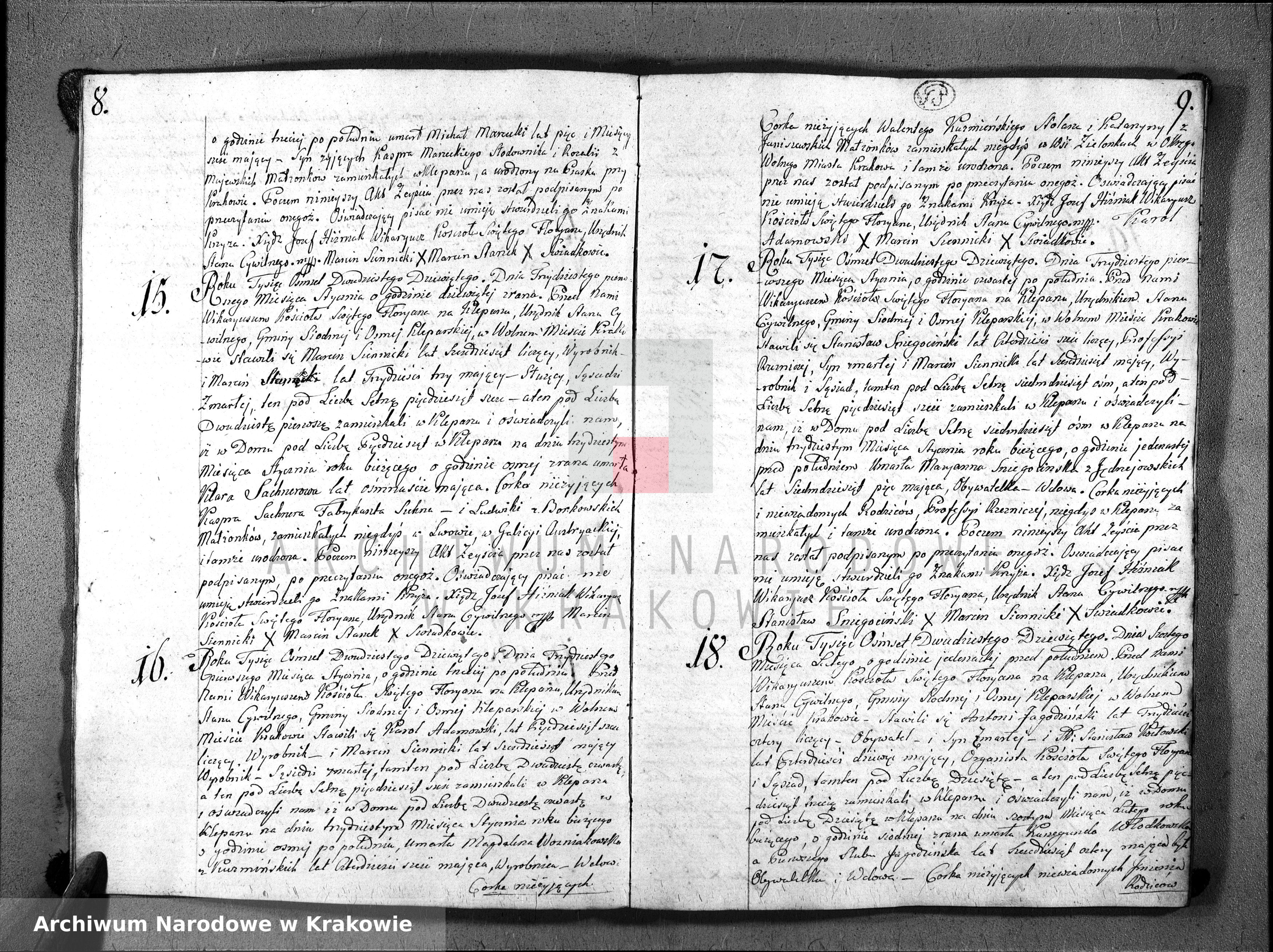 Skan z jednostki: Księga Aktów Zeyścia Parafii Sgo Floryana na Rok 1829