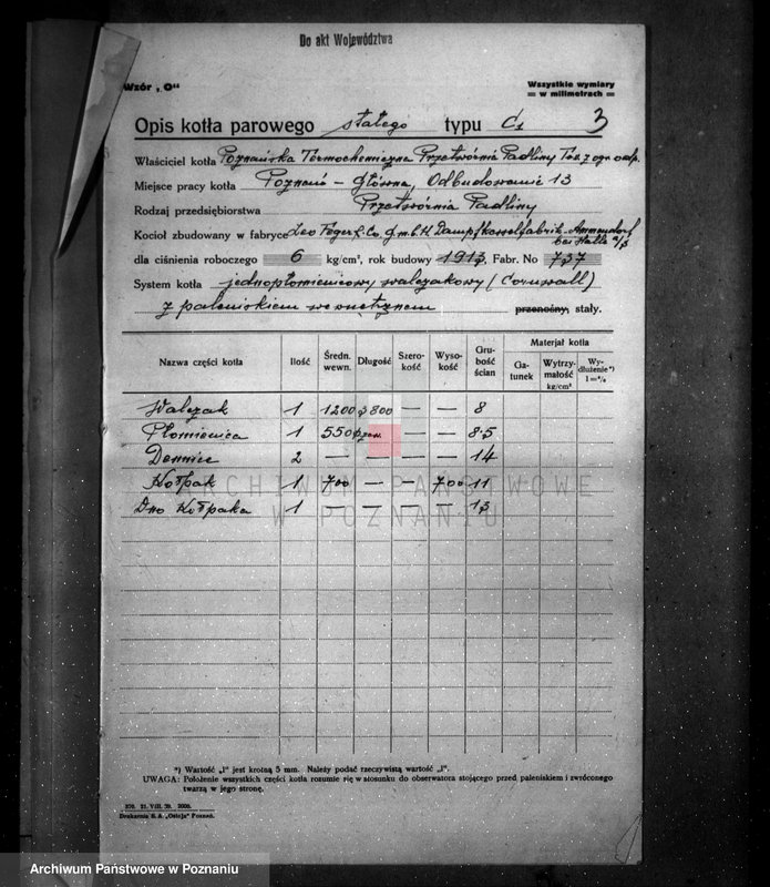 Obraz 7 z jednostki "Poznańska Termochemiczna Przetwórnia padliny Towarzystwo z o.o. Poznań ul. Główna nr woj. kotła 2485"
