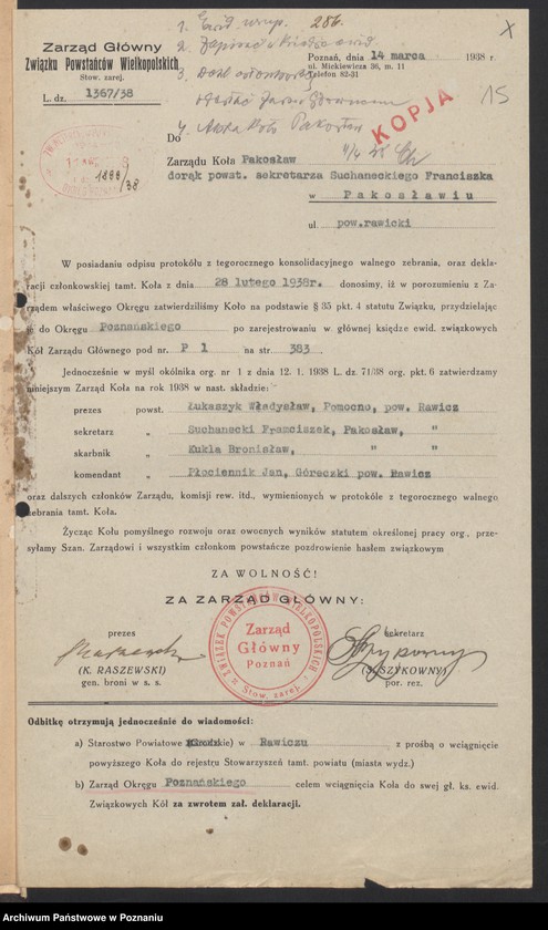 Obraz 18 z jednostki "Pakosław, powiat Rawicz - akta koła."