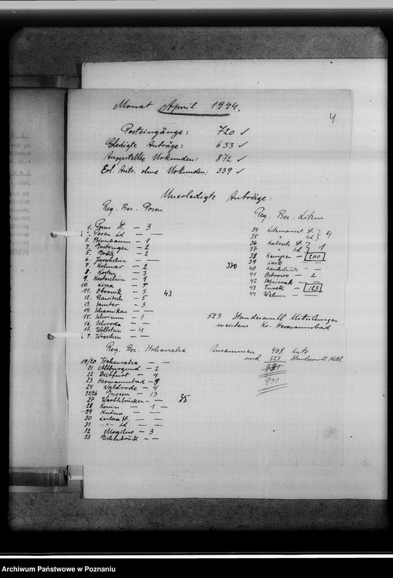 Obraz 8 z jednostki "Monatsberichte. Aussendienststelle Gostingen [Gostyń]"