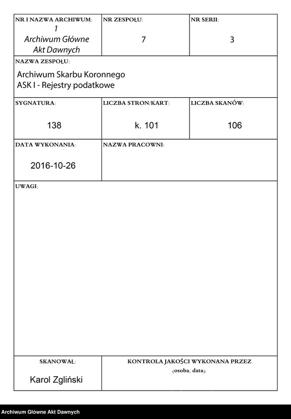 image.from.unit.number "Rejestr różnych dochodów Rzeczypospolitej uchwalonych na sejmie 1654 r."