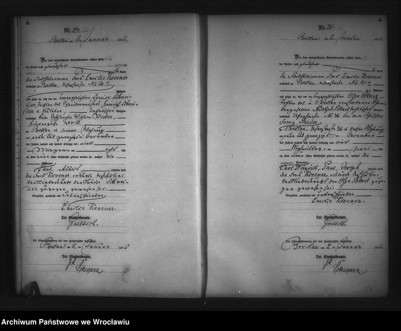Obraz 15 z jednostki "Geburts-Neben-Register Breslau I 1875 Band 1"