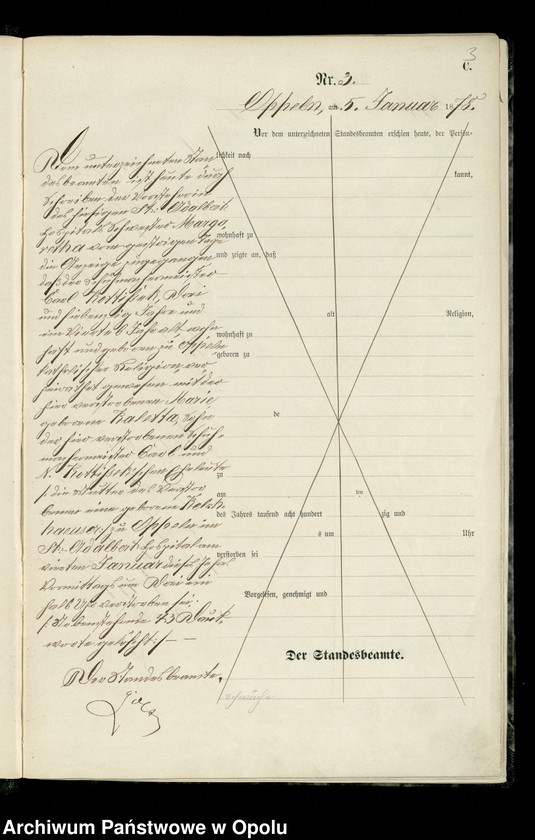 Obraz 6 z jednostki "Urząd Stanu Cywilnego w Opolu 1878 Rejestr zgonów Księga Miejscowa Nr 1 do 376"