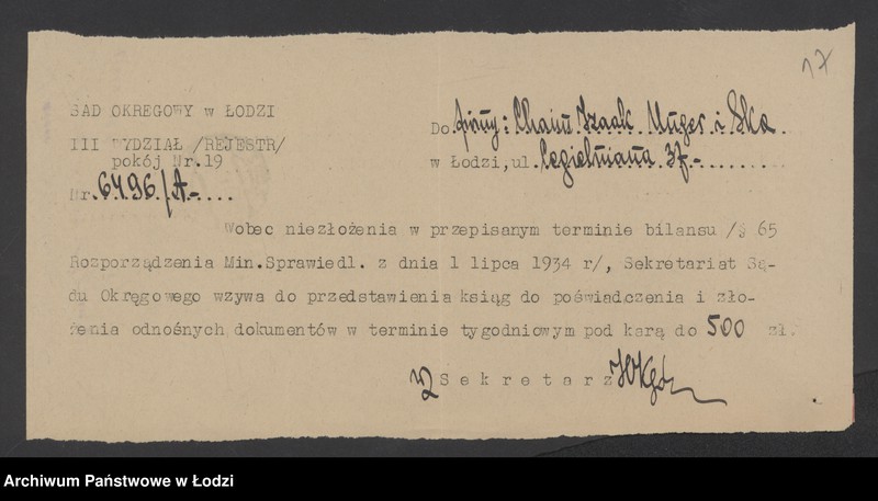 Obraz 19 z jednostki "Chaim Izaak Unger i S-ka- handel towarami manufakturowymi"