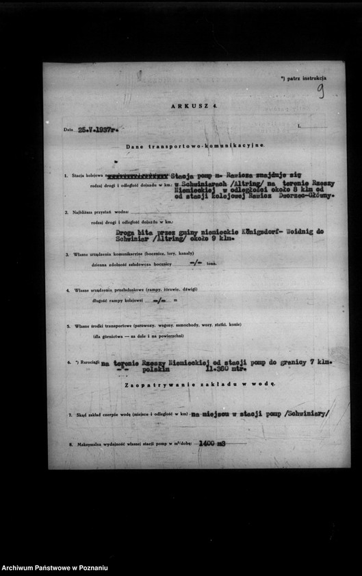 Obraz 13 z jednostki "Kwestionariusz Wodociągów Miejskiej w Rawiczu"