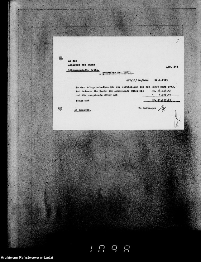 Obraz 9 z jednostki "Korrespondenz mit dem Ältesten der Juden"