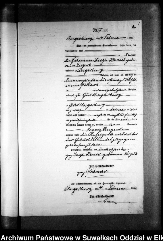 image.from.unit.number "Geburts-Neben-Register des Preussischen Standes-Amtes Kehlen Kreis Angerburg"