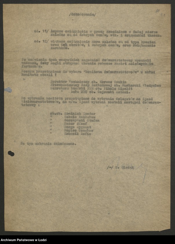 Obraz 12 z jednostki "Współzawodnictwo pracy; protokoły i sprawozdania zakładów przemysłu wełnianego"