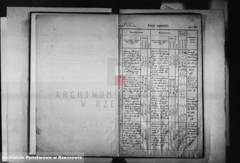 image.from.unit.number "Księga zapowiedzi , małżeństw , urodzeń i zgonów - Połomia, Baryczka, Glinik Charzewski, Glinik Zaborowski, Piekarówka i Wyżne za 1890 rok"