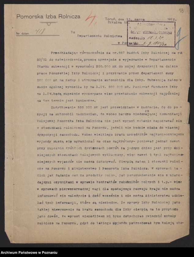 Obraz 20 z jednostki "[Pomorska Izba Rolnicza] - głównie sprawy budżetowe"