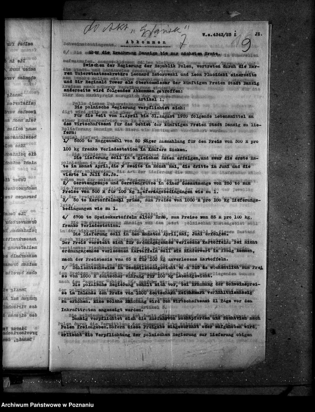 Obraz 13 z jednostki "Sprawy prawne Wolne Miasto Gdańsk [umowy i konwencje]"