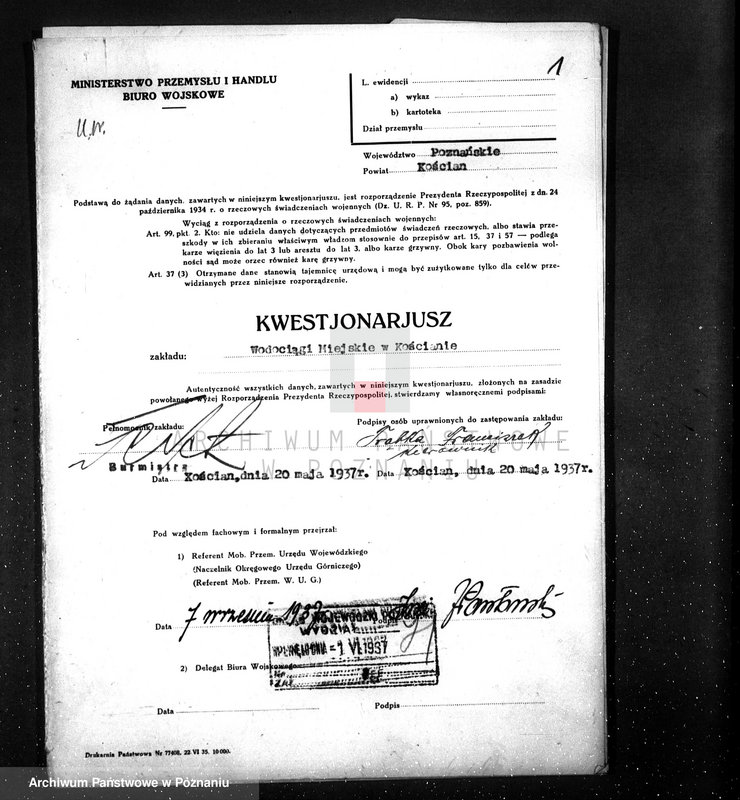 Obraz 5 z jednostki "Kwestionariusz Wodociągi Miejskie w Kościanie"