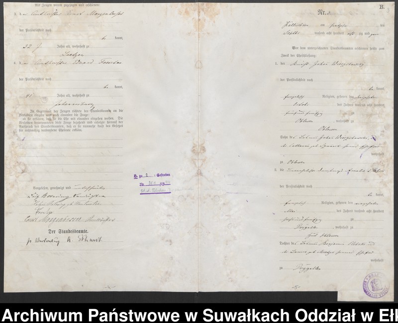 image.from.unit.number "[Heiraths-Haupt-Register des Königlich Preussischen Standes-Amtes Kallischken Kreis Johannisburg]"