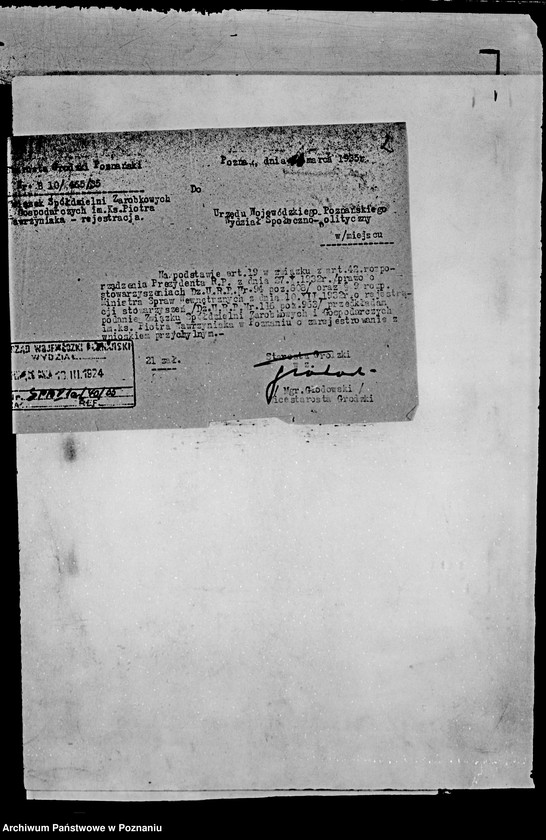 Obraz 6 z jednostki "/Związek Spółdzielni Zarobkowych i Gospodarczych im. ks. Piotra Wawrzyniaka w Poznaniu/"