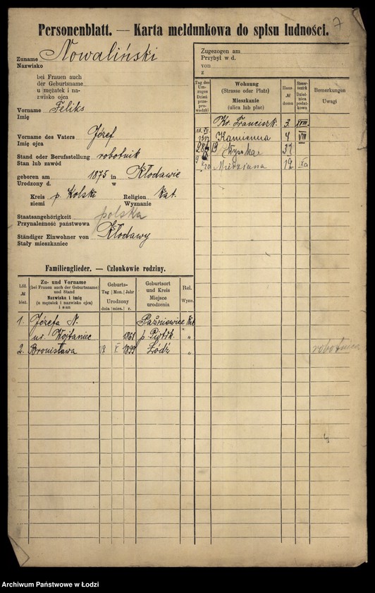 Obraz 9 z jednostki "[Spis ludności Łodzi] Nowaliński-Nowicki"
