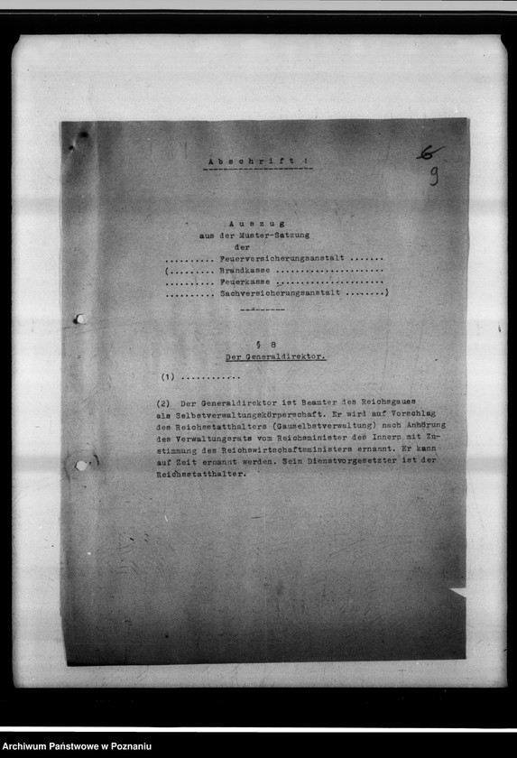 Obraz 13 z jednostki "Aufsicht über die Posensche Feuersozietät."