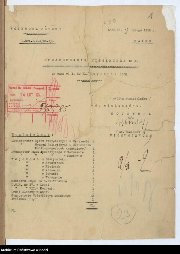 Obraz 4 z jednostki "[Sprawozdania miesięczne wojewody z ruchu zawodowego, społecznego i narodowościowego]"