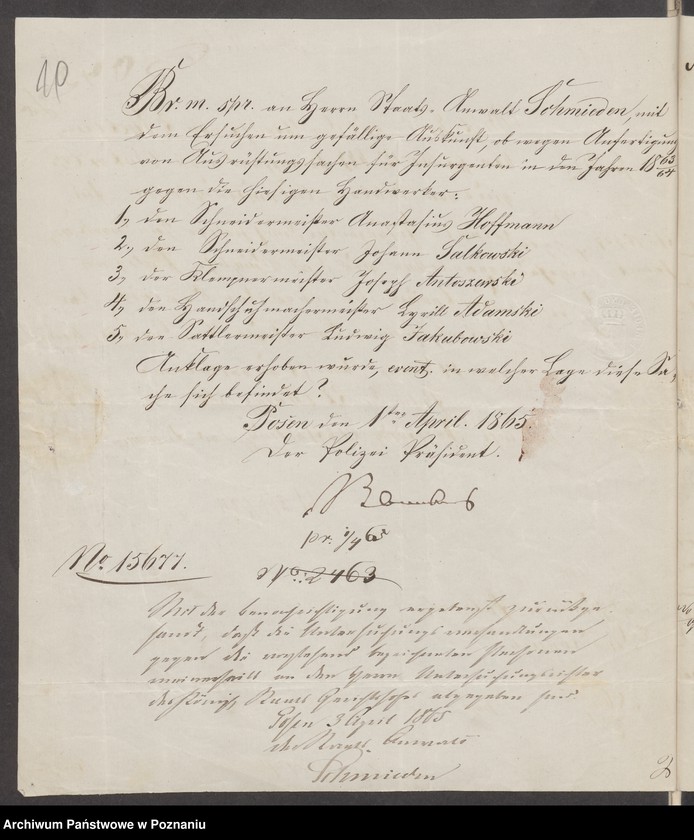 image.from.unit.number "Briefwechsel mit dem Oberpräsidenten, dem Ministerium des Innern und der Regierung betr. die allgemeine politische Lage"