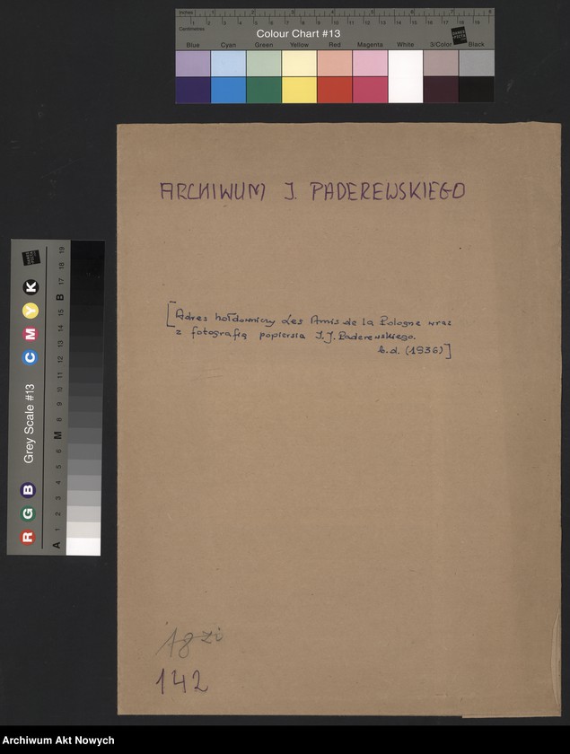 image.from.unit.number "Adres hołdowniczy Les Amis de la Pologne wraz z fotografią popiersia I. J. Paderewskiego"
