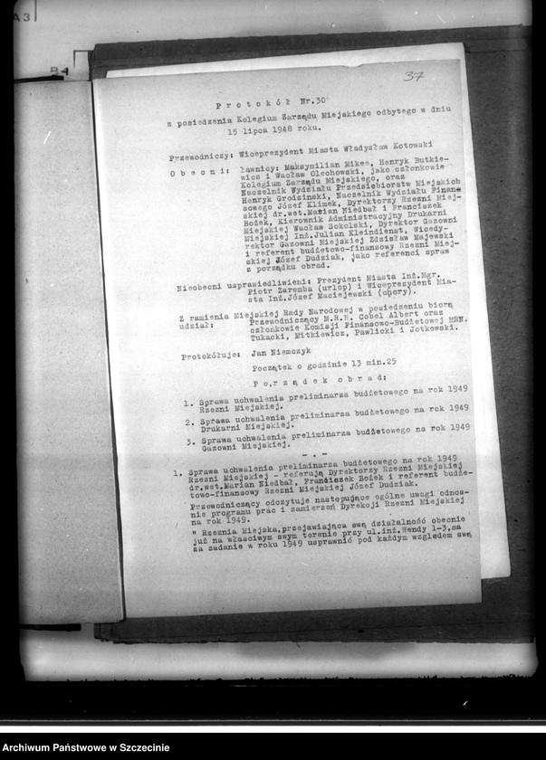 Obraz 19 z jednostki "Protokoły Kolegium Zarządu Miejskiego nr 27-68 (kopie)"