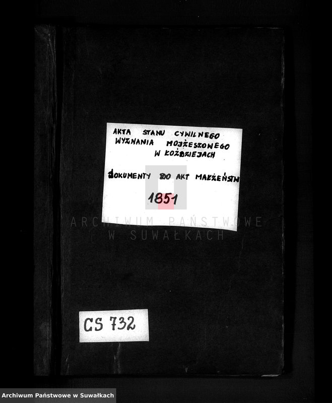 image.from.unit.number "Dowody Zawartych Małżeństw Starozakonnych w Okręgu Łoździeje w roku 1851"