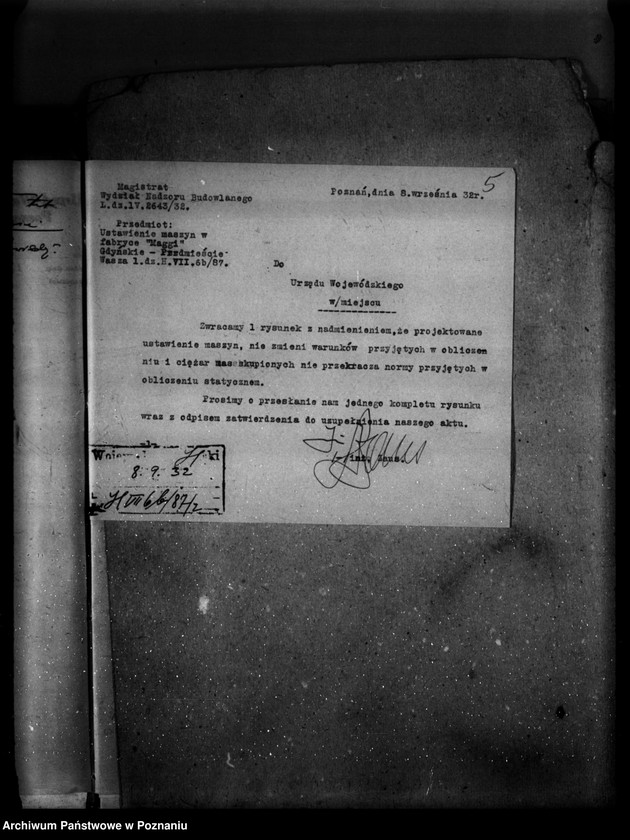Obraz 9 z jednostki "Zatwierdzenie projektu urządzenia zakładu przemysłowego Firmy "Maggi" Spółka z o.o. w Poznaniu nr 545"