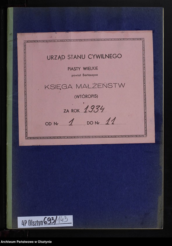 image.from.unit.number "Heiraths-Neben-Register Nr 1 - 11 [ Księga małżeństw - wtóropis ]"