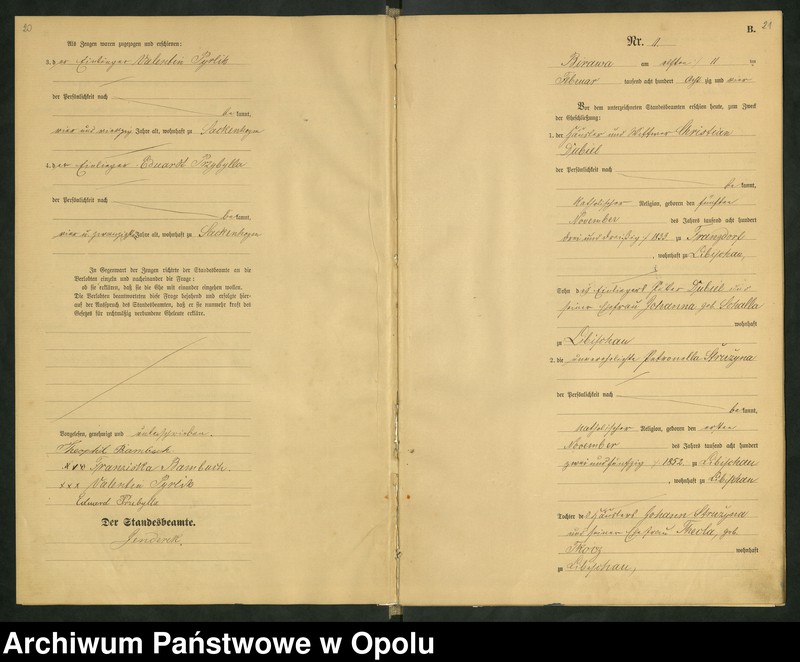 image.from.unit.number "Urząd Stanu Cywilnego Bierawa Księga małżeństw rok 1884-85"