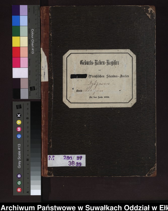 image.from.unit.number "Geburts-Neben-Register des Preussischen Standes-Amtes Rydzewen Kreis Loetzen"