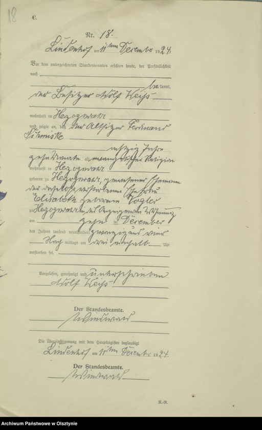 image.from.unit.number "Sterbe-Register / Neben-Register/ Nr 1 - 18"