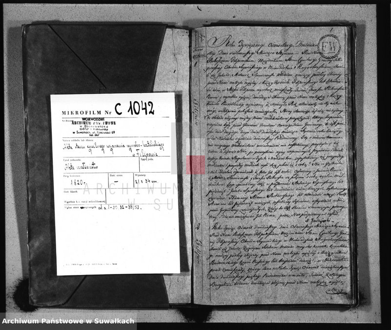 image.from.unit.number "Akta Zaślubienia Gminy Filipowskiey od Dnia 1 Stycznia do d. 31 Grudnia 1820 r."
