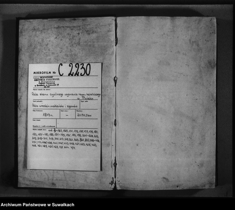 image.from.unit.number "Księga duplikat urodzonych, zaślubionych i umarłych parafiy katolickiej Puńsk na rok 1843"