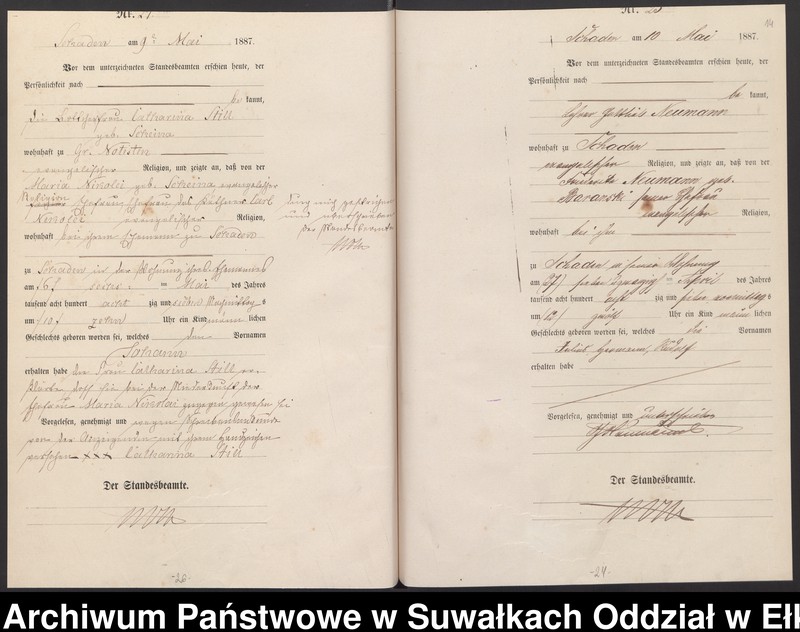 image.from.unit.number "Geburts-Haupt-Register des Königlich Preussischen Standes-Amtes Schaden Kreis Sensburg"
