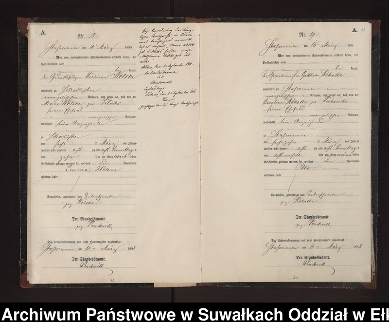 image.from.unit.number "Geburts-Neben-Register des Preussischen Standes-Amtes Stasswinnen Kreis Loetzen"