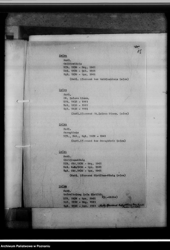 Obraz 19 z jednostki "Zugangsverzeichnis des Kirchenbuch-Magazins [na terenie tak zwanego Kraju Warty]"