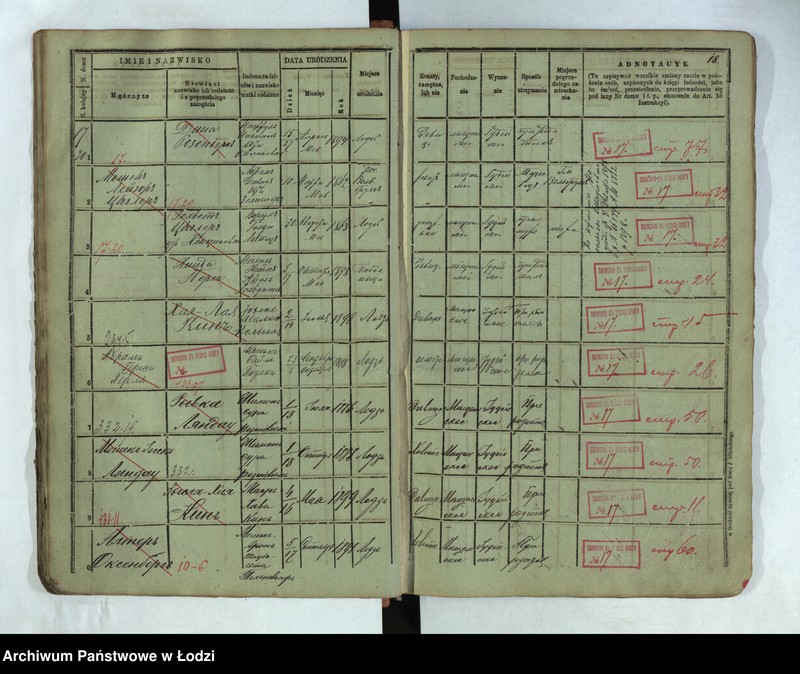 Obraz 20 z jednostki "Księga ludności stałej Łódź - cyrkuł I nr 1-33"