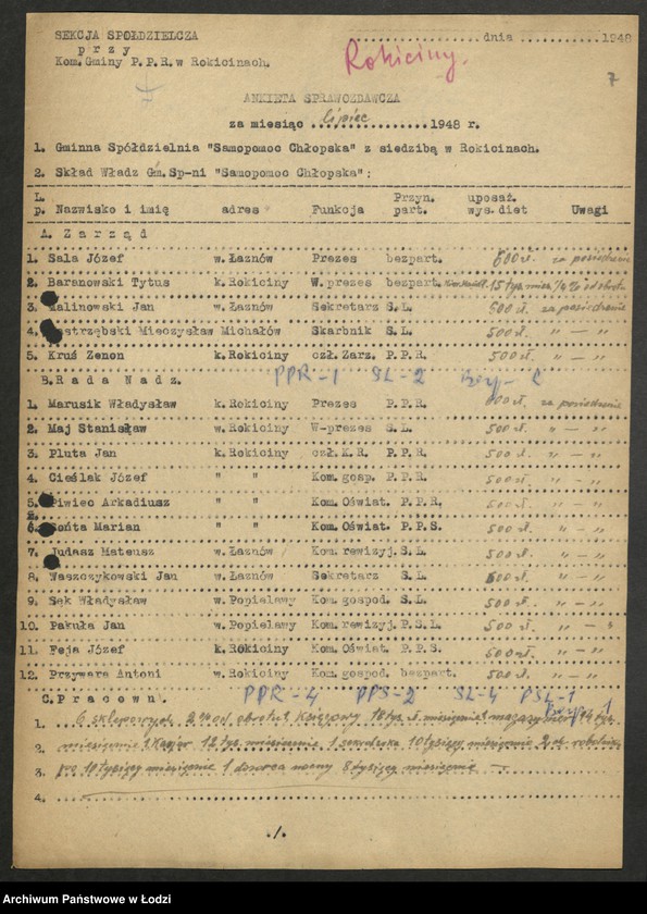 Obraz 8 z jednostki "Ankiety [sprawozdawcze] Gminnych Spółdzielni "Samopomoc Chłopska""