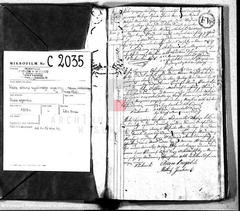 image.from.unit.number "Akta Gminy Przeroslskiey Zeszłych od Dnia 1- wszego Stycznia Roku 1817"