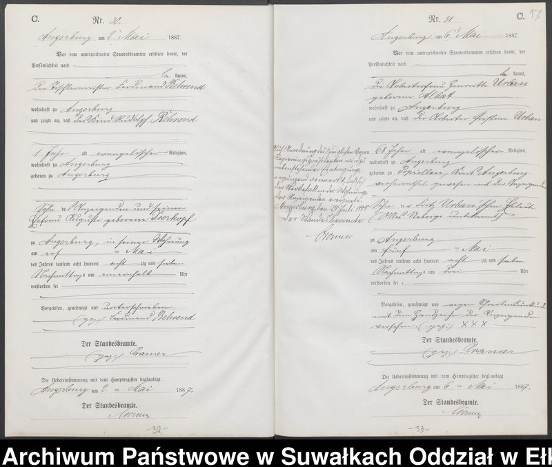 image.from.unit.number "Sterbe-Neben-Register des Preussischen Standes-Amtes der Stadt Angerburg Kreis Angerburg"