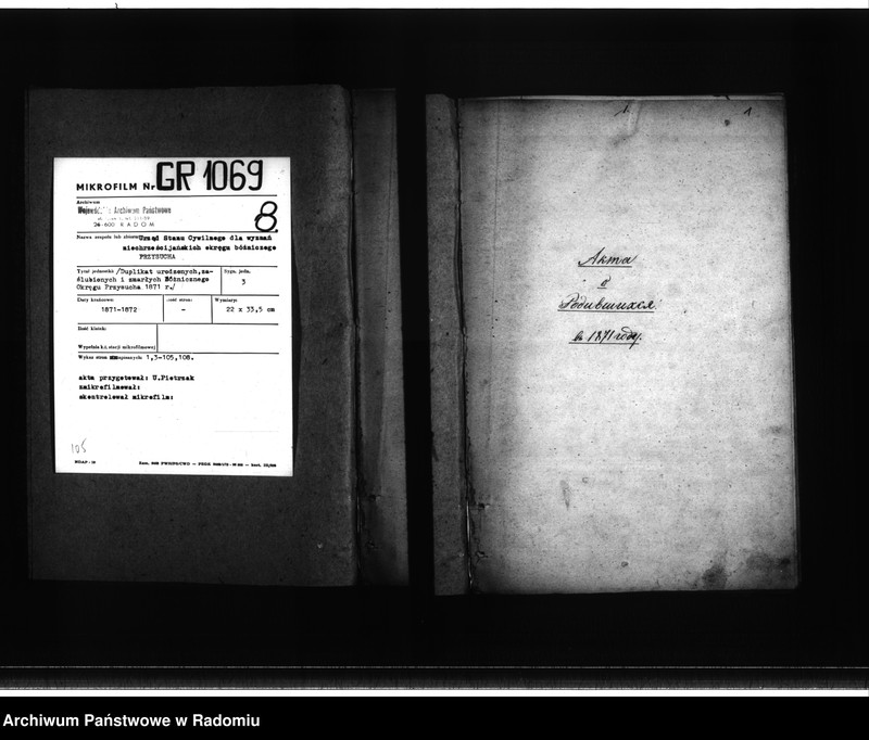 image.from.unit.number "[Duplikat urodzonych, zaślubionych i zmarłych bóżniczego okręgu Przysucha 1871 rok.]"