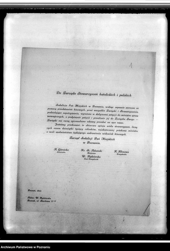 Obraz 5 z jednostki "Petycje do Zarządu Stowarzyszeń Katolickich i Polskich w sprawie "