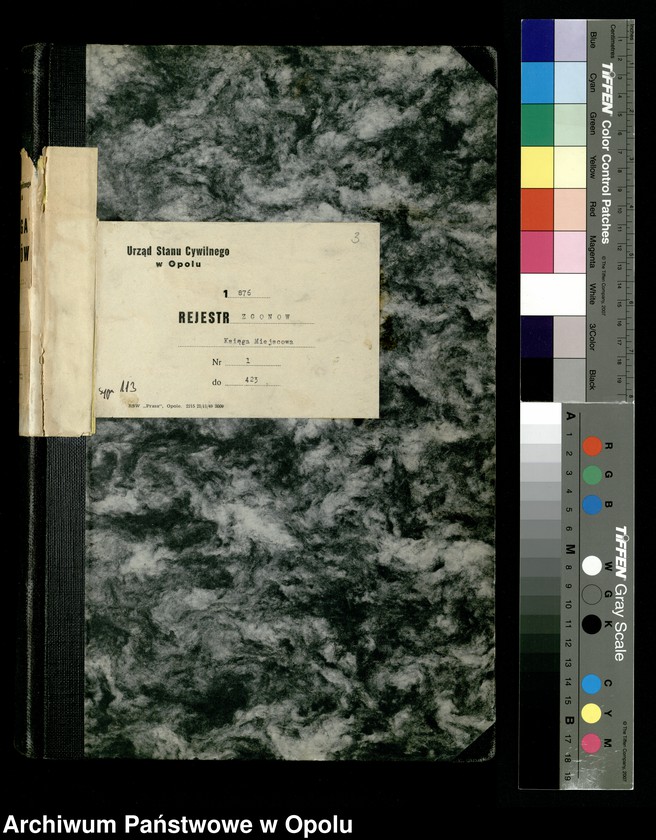 Obraz 3 z jednostki "Urząd Stanu Cywilnego w Opolu 1876 Rejestr zgonów Księga Miejscowa Nr 1 do 423"