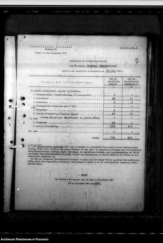 Obraz 11 z jednostki "Schnelldienst der Reichsfürsorgestatistik Regierungsbezirk Posen"