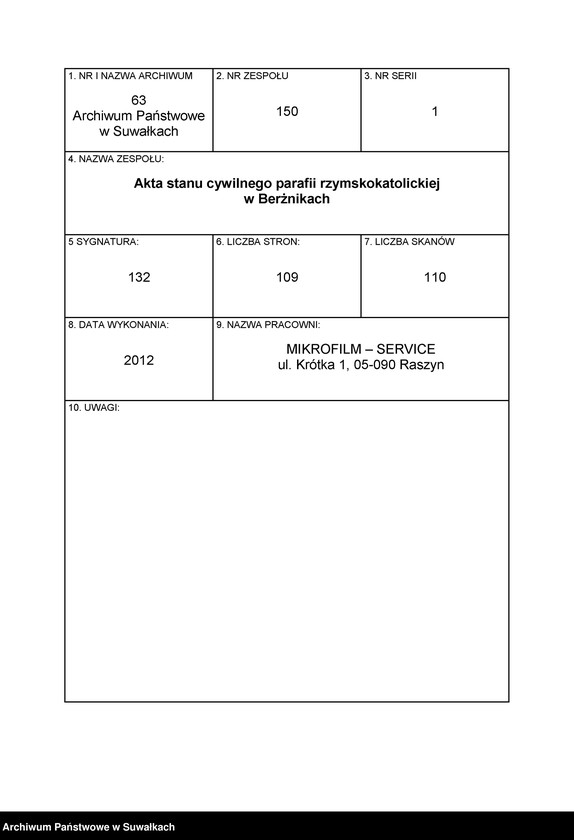 image.from.unit.number "Księga akt urodzeń, małżeństw, zgonów [wyznania rzymskokatolickiego parafii w Berznikach]"