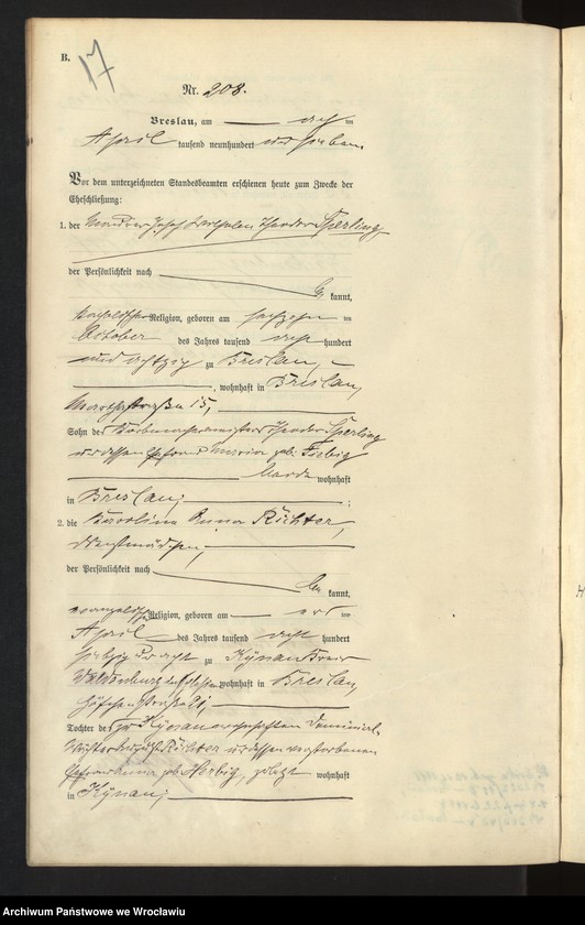 image.from.unit.number "Heiraths-Haupt-Register Breslau II 1907 Band 2"