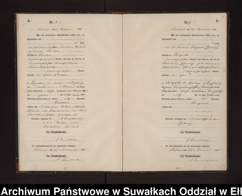 Obraz 9 z jednostki "Geburts-Neben-Register des Preussischen Standes-Amtes Neuhoff Kreis Loetzen"