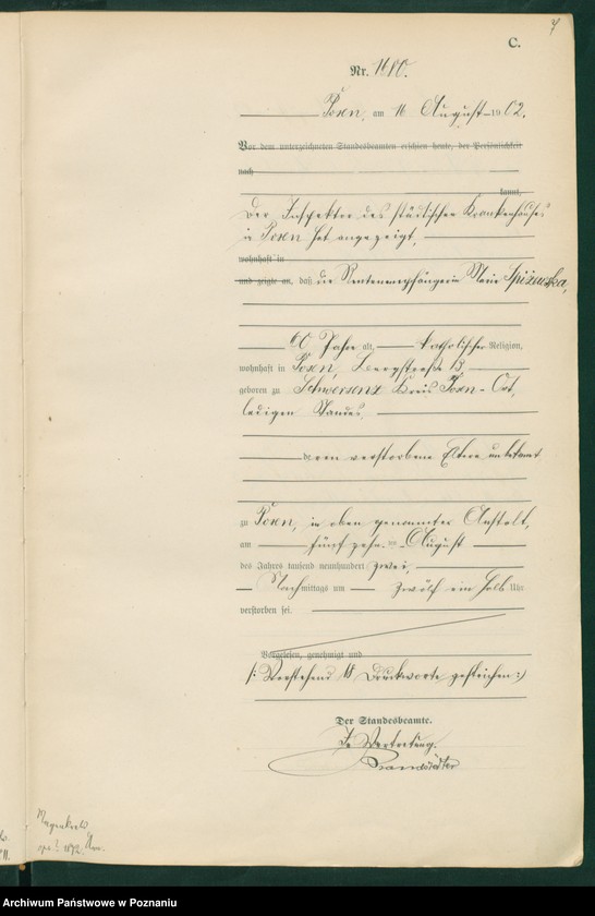 Obraz 10 z jednostki "Księga miejscowa zgonów t. IV"