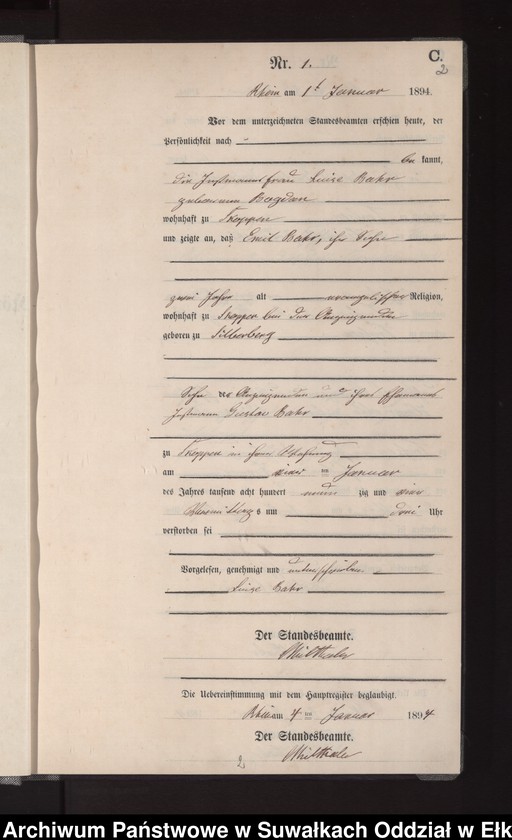 image.from.unit.number "Sterbe-Neben-Register des Königlichen Preussischen Standes-Amtes Orlen Kreis Loetzen"
